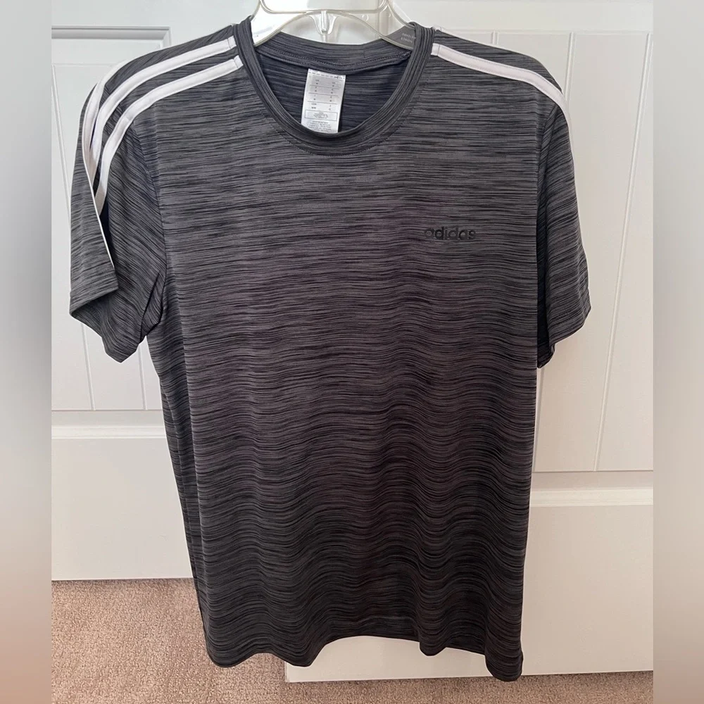 Adidas Men's Charcoal Striped Tee